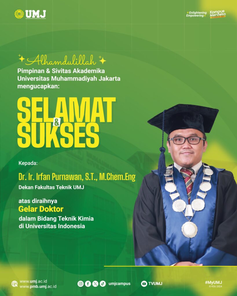 Selamat atas diraihnya gelar Doktor kepada Dr. Irfan Purnawan, S.T., M.Chem.Eng.,
