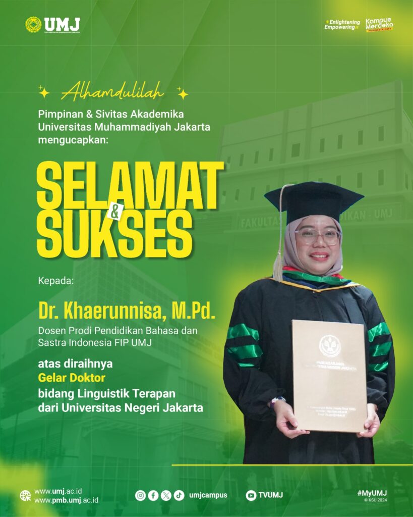 Selamat atas diraihnya gelar Doktor kepada Dr. Khaerunnisa,. M.Pd.