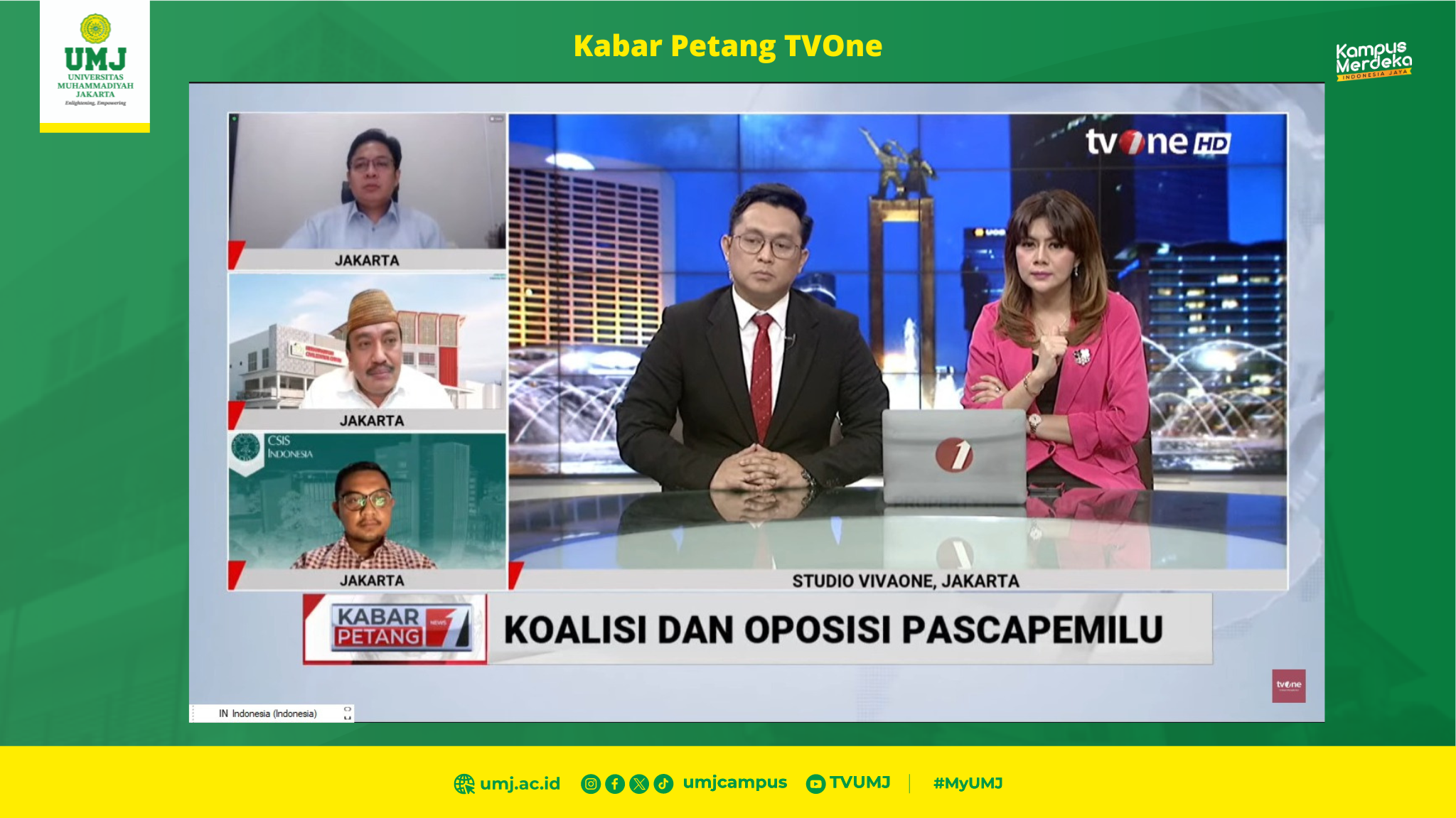 Prof. Dr. Ma’mun Murod, M.Si., dalam Kabar Petang TVOne,