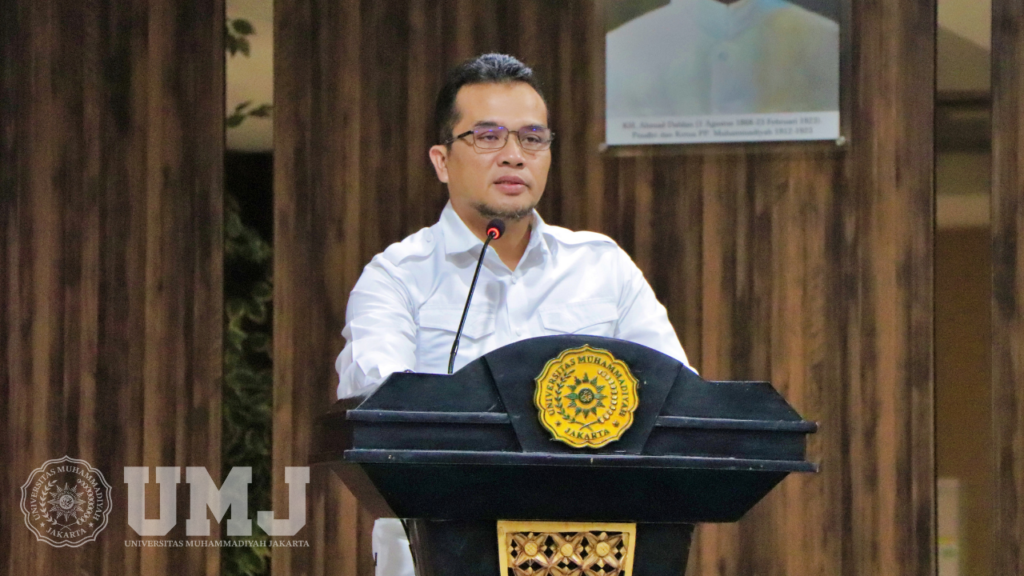 Kombes. Pol. Bogiek Sugiyarto, S.H., S.I.K., M.H. saat memberikan sambutan dalam Bedah Buku di Aula Kasman Singodimedjo FISIP UMJ, Kamis (09/03/2023).
