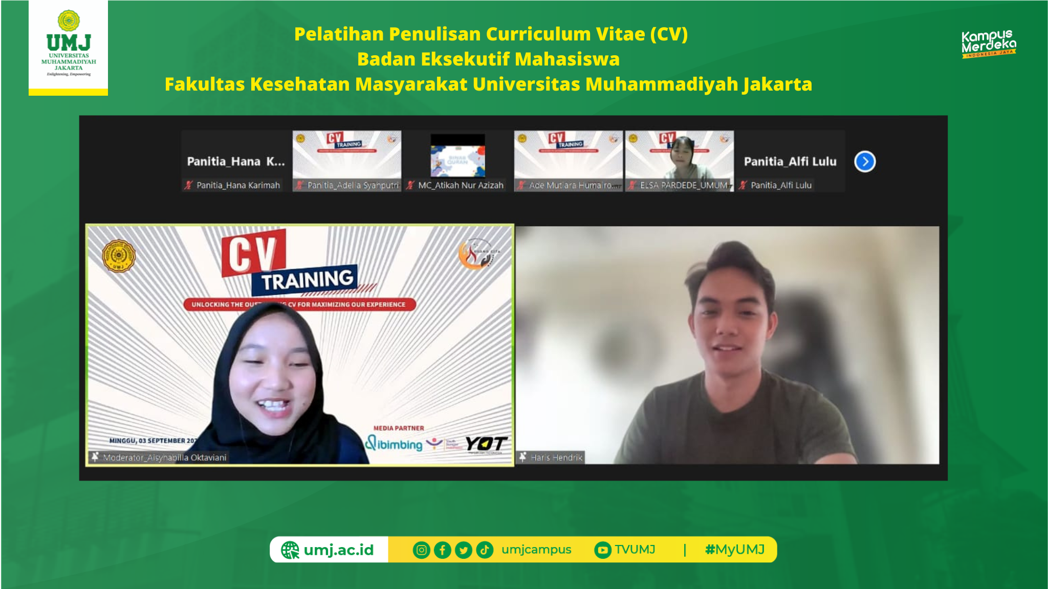 pelatihan penulisan Curriculum Vitae (CV) pelatihan penulisan Curriculum Vitae (CV) kepada mahasiswa yang digelar secara daring pada Minggu, (03/09/2023).