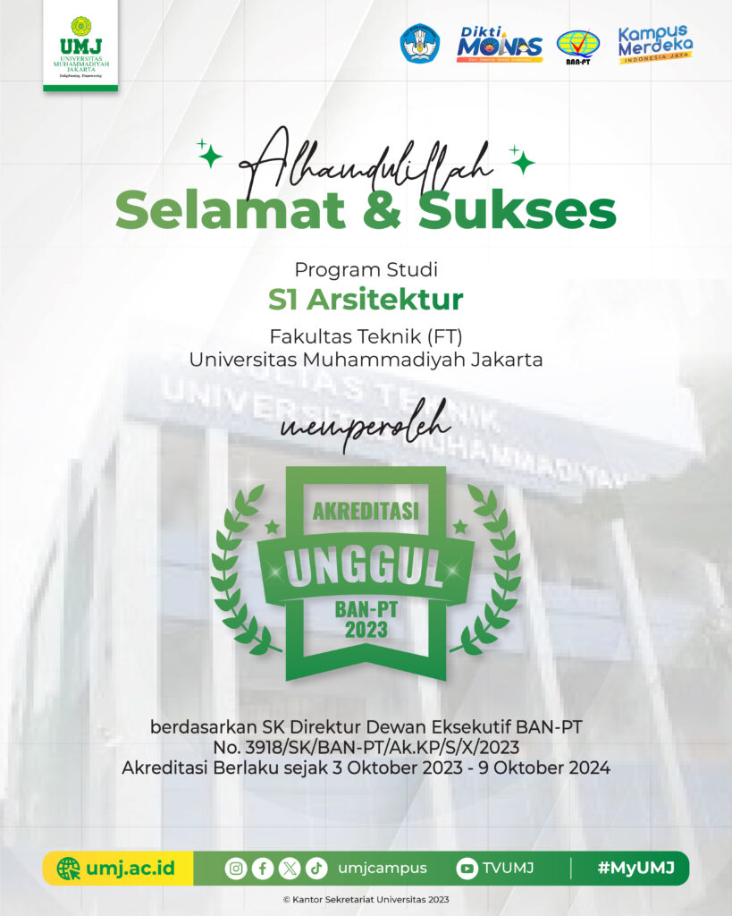 Selamat Prodi S1 Arsitektur FT UMJ Raih Akreditasi Unggul