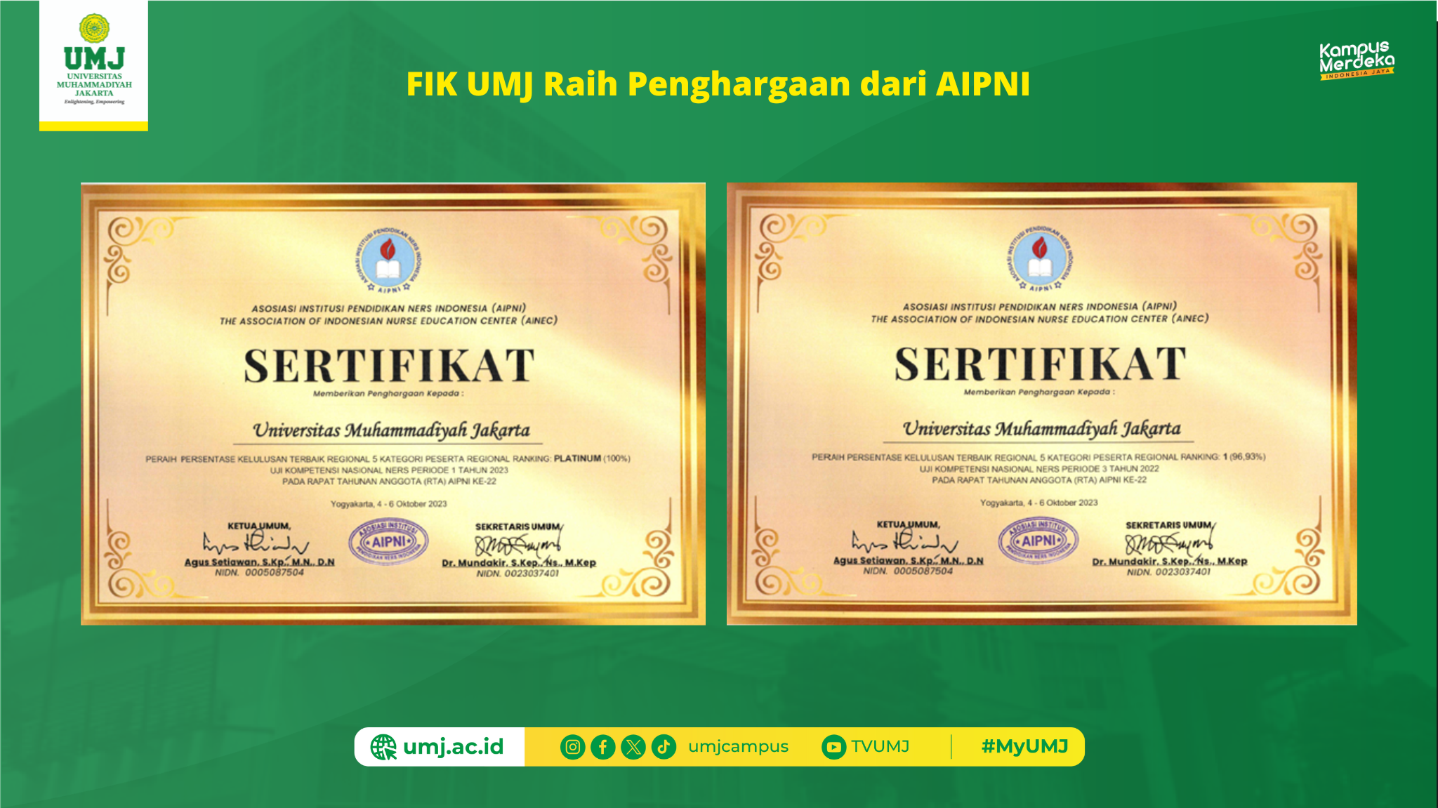 FIK UMJ Raih Penghargaan dari AIPNI
