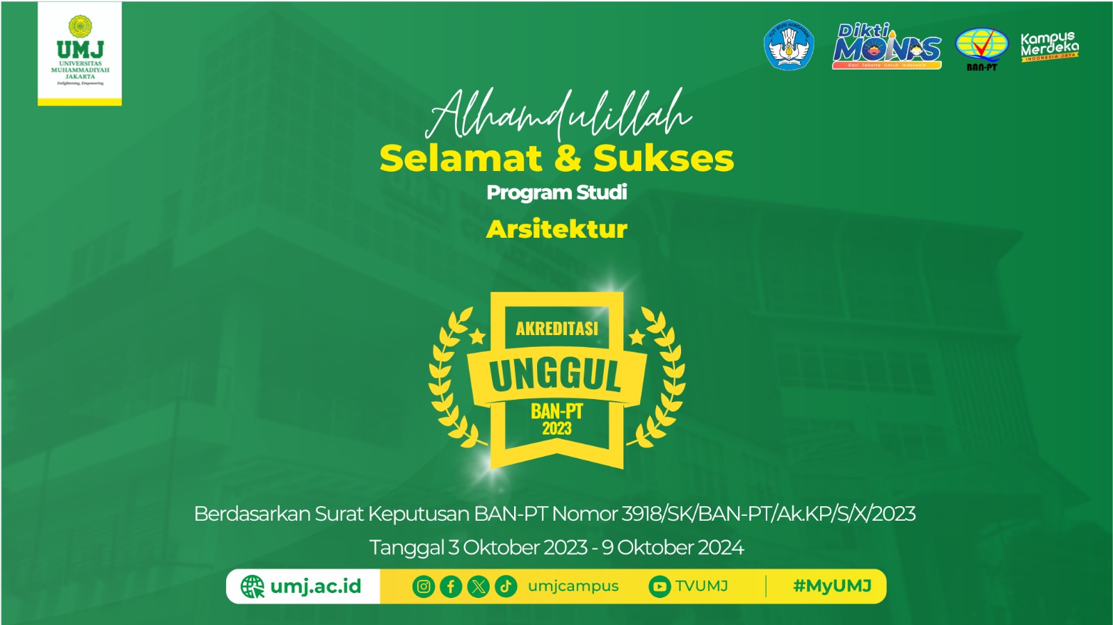 Prodi Arsitektur UMJ Raih Akreditasi Unggul