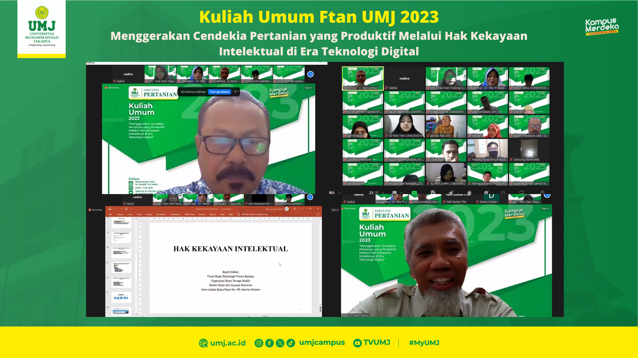 Kuliah Umum FTan UMJ Ajak Mahasiswa Tingkatkan Produktivitas Melalui Kekayaan Intelektual