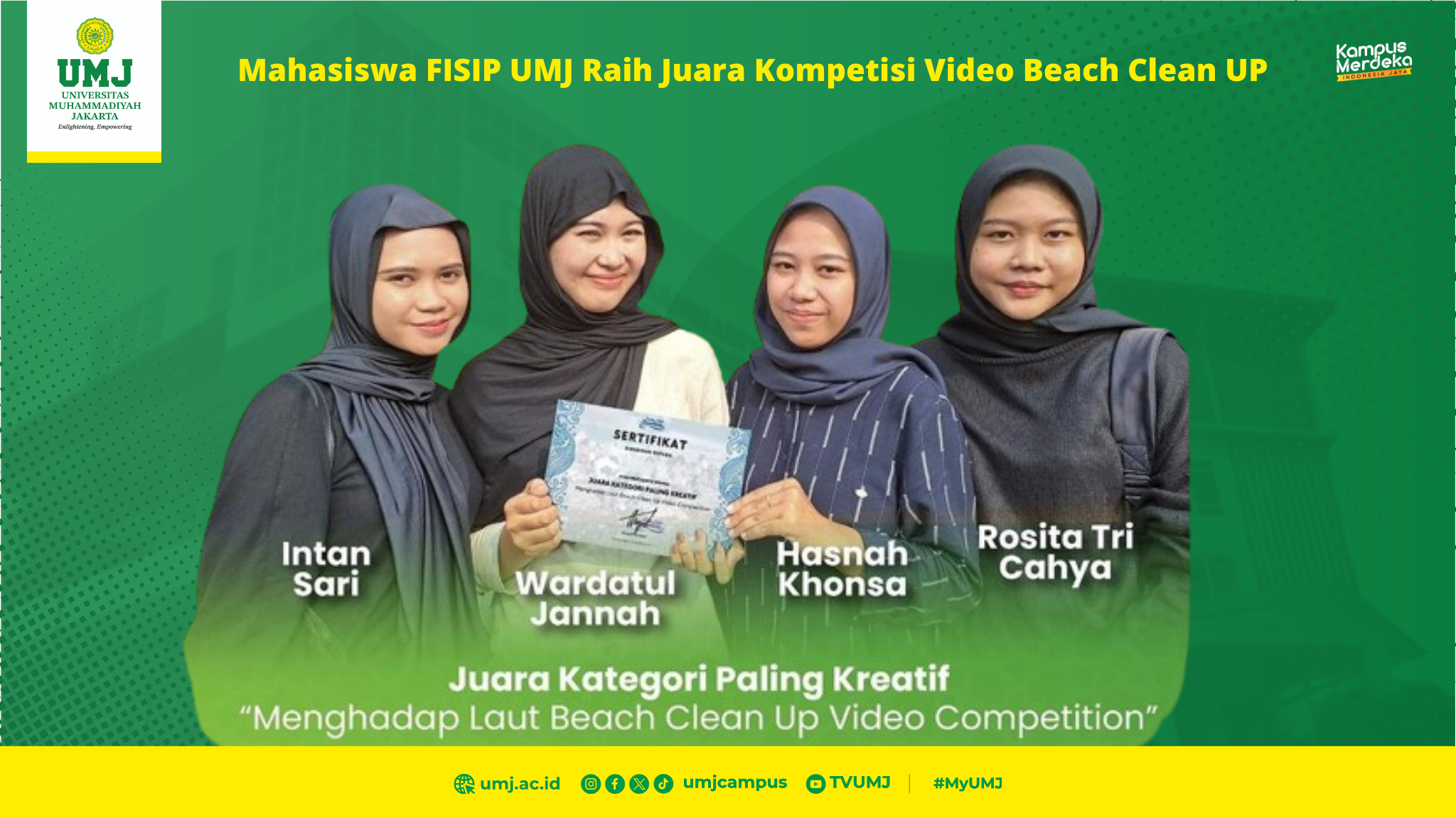 Mahasiswa FISIP UMJ Raih Juara Kompetisi Video Beach Clean UP
