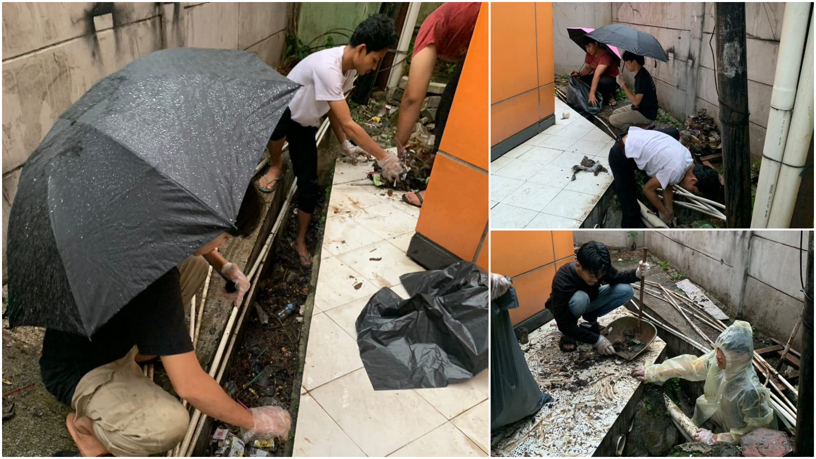Anggota BEM FAI UMJ saat kegiatan Jum’at Bersih Rohani (Jumsiroh) di FAI pada Juma’at, (29/12/2023).