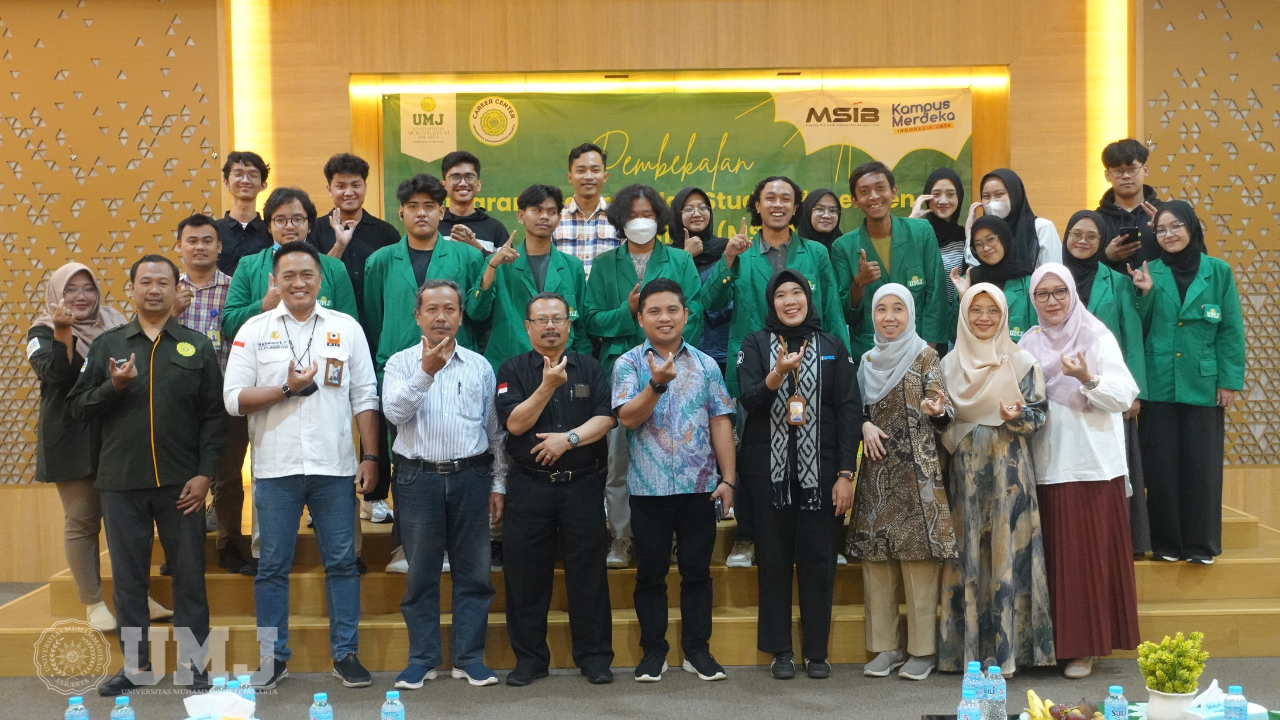 Pembekalan MSIB Batch 6 di Aula Fakultas Kesehatan Masyarakat (FKM) UMJ, Senin (26/2/2024).