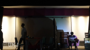 Penampilan teater Aku dan Hidupku oleh anggota baru HIMANESIA FIP UMJ angkatan 2023 di Auditorium FIP UMJ, Senin (4/3/2024).